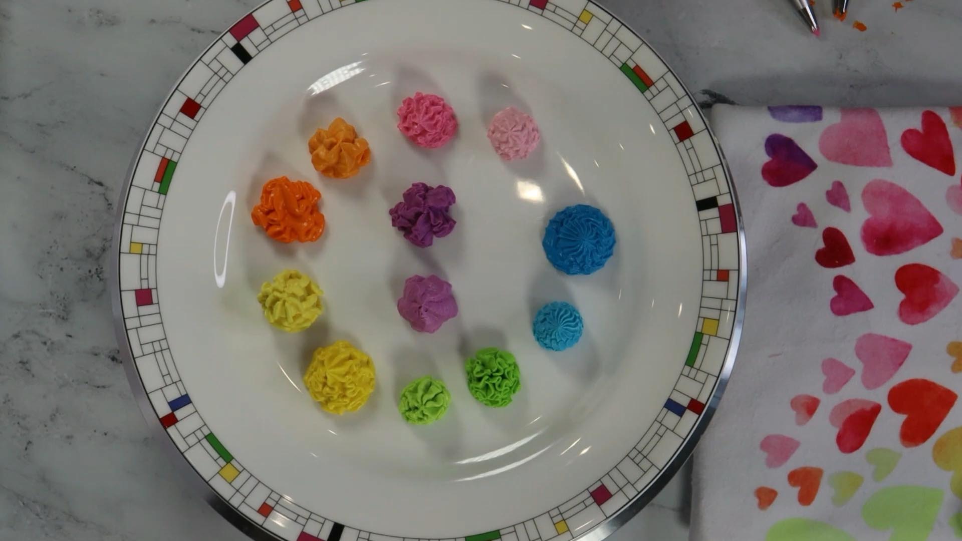 The microwave method of deepening and making gel food coloring brighter, deeper and richer in your buttercream frosting works with every color including black and red